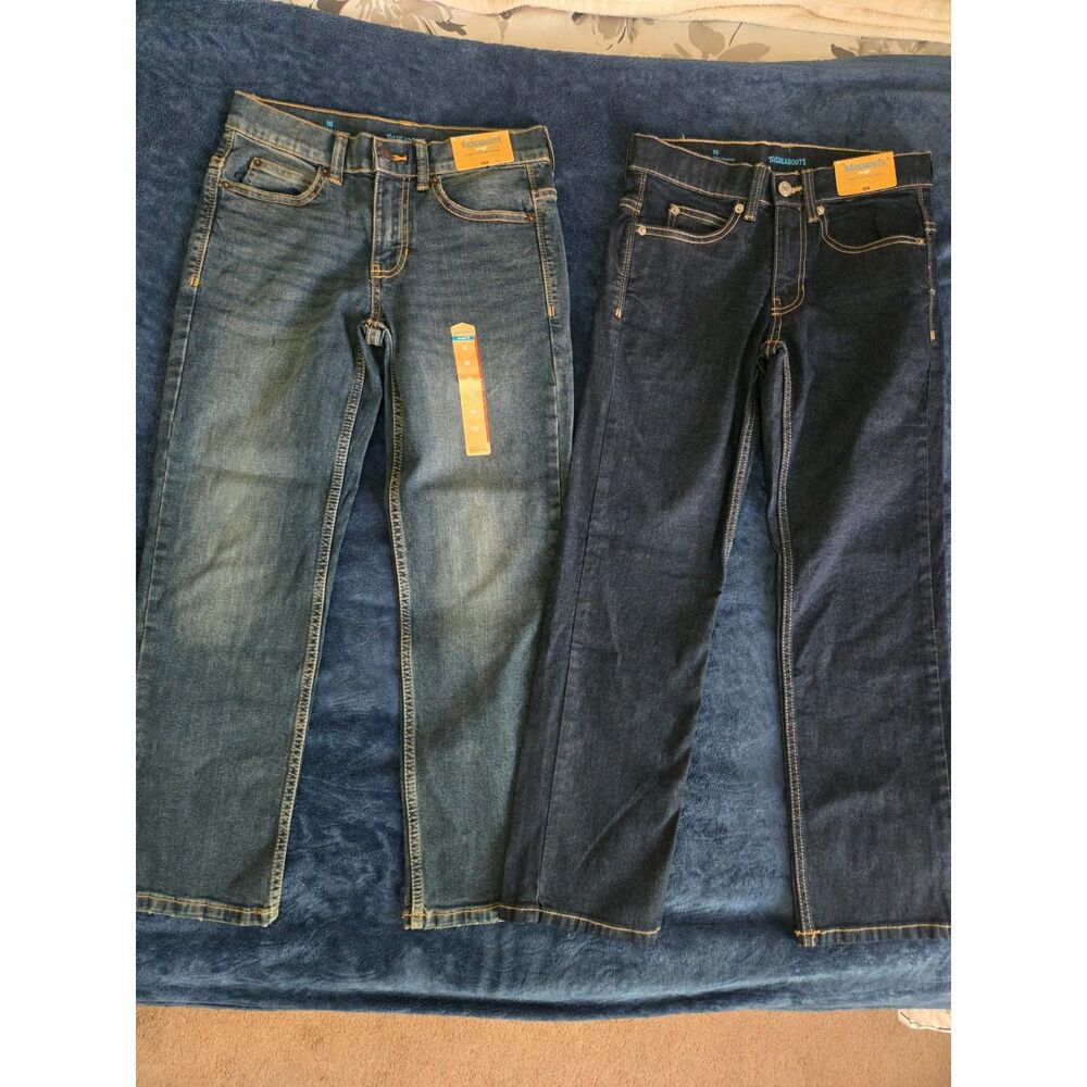 NWT Thereabouts Girls Size 10 Straight Fit Jeans 2 Pair Lot Light Dark Wash